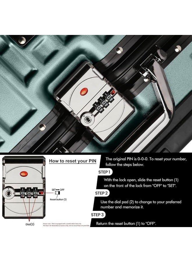 POGAGO Lightweight Aluminum Frame Polycarbonate Hard Case Luggage Set | 3-Piece Trolley Suitcase (20/24/28 Inch) | Silver Checked Luggage with 360° Double Spinner Wheels - Image 5